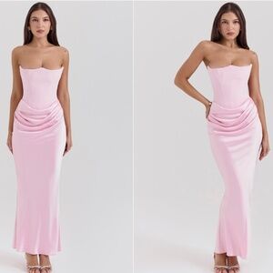 HOUSE OF CB PERSEPHONE PINK CORSET MAXI DRESS SIZE M REG CUP
